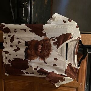 Brown and White Cow Print Women's Short Sleeve Tee